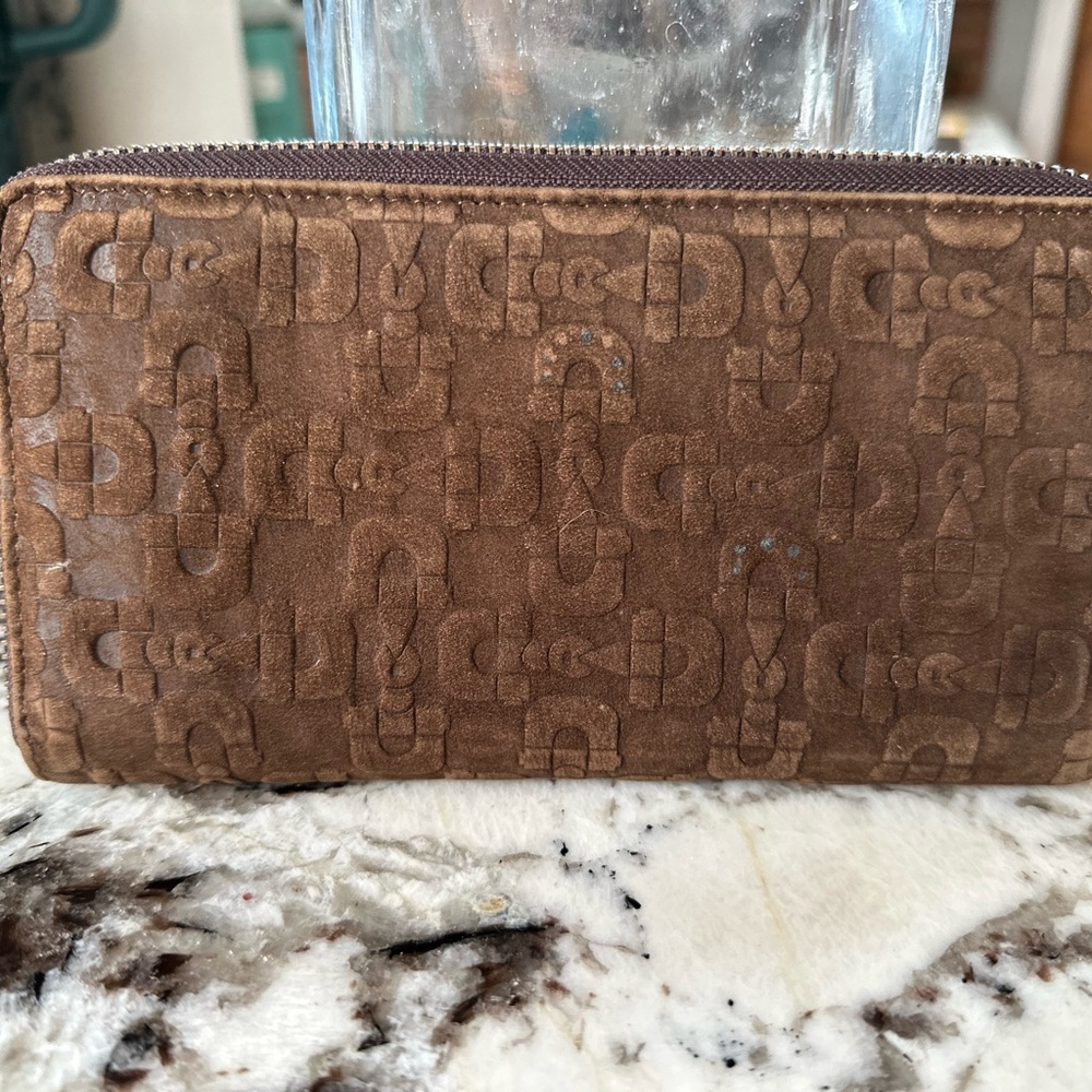 Gucci horse bit Brown Embossed Zip accordion Wallet - Picture 3 of 6
